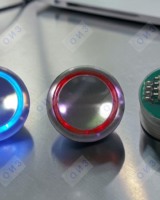 Кнопка с гайкой КЛ-220-087 VRRL полир.  с сине/красной подсветкой (ореол внутр),  плата 249, OTIS