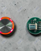 Кнопка с гайкой КЛ-У-041 RL с красной  подсветкой (ореол), плата 184, OTIS