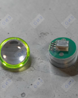 Кнопка с гайкой КЛ-220-059 RL полир. с  зеленой подсветкой (ореол) плата 249, OTIS