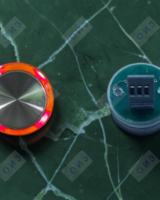 Кнопка с гайкой КЛ-УЛЖ-056 RL с  красной подсветкой (ореол), плата 271  (180), УЛЖ