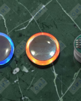 Кнопка с гайкой КЛ-220-081 RL полир. с  сине/красной подсветкой (ореол), плата  249, OTIS