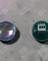 Кнопка с гайкой КЛ-УЛ-101 VRRL с синей  подсветкой (ореол внутр), плата 185V1, УЛ