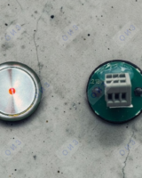 Кнопка с гайкой КЛ-УЛ-035-02 VR  с  красной подсветкой (точка), плата 218V2, УЛ