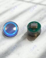 Кнопка с гайкой КЛ-220-094 VRRL полир.  с синей подсветкой (ореол внутр), плата  249, OTIS