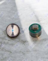 Кнопка с гайкой КЛ-220-100 VR с синей  подсветкой (точка), корпус прозрачный,  плата 175, OTIS